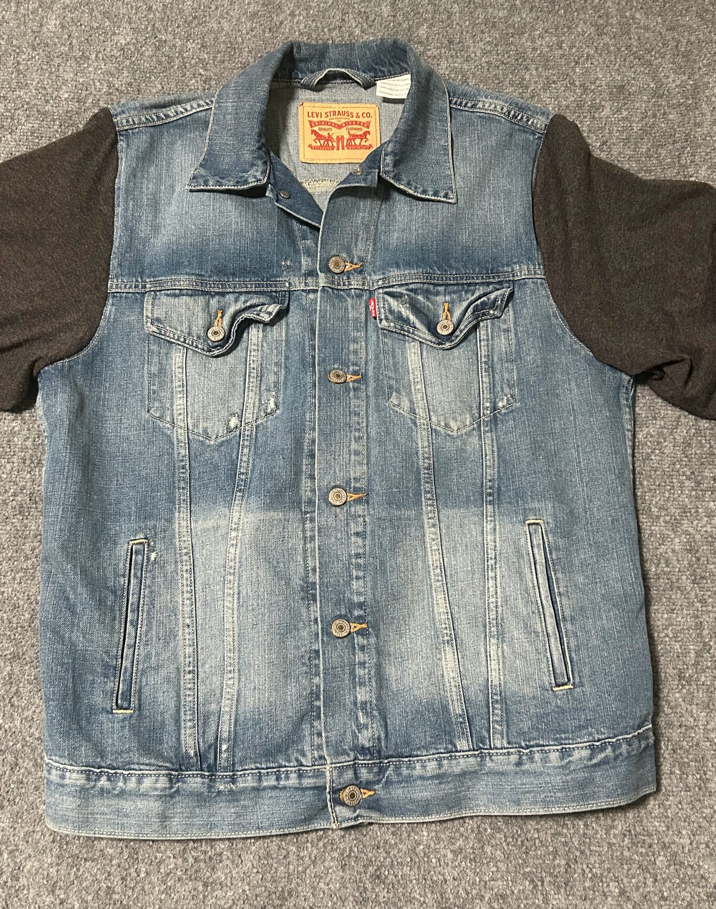Upcycled/Reworked Levi Strauss & Co. Jean Vest with The Rolling Stones Band T-Shirt – One of a Kind