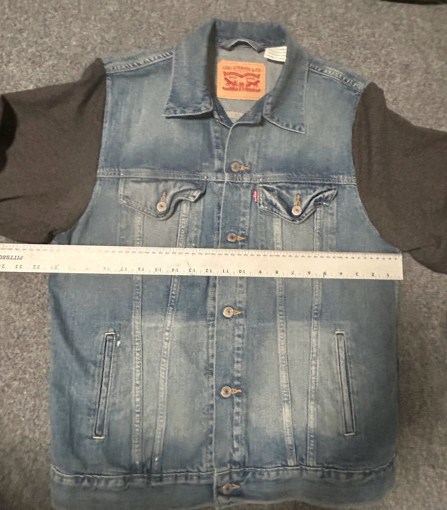 Upcycled/Reworked Levi Strauss & Co. Jean Vest with The Rolling Stones Band T-Shirt – One of a Kind