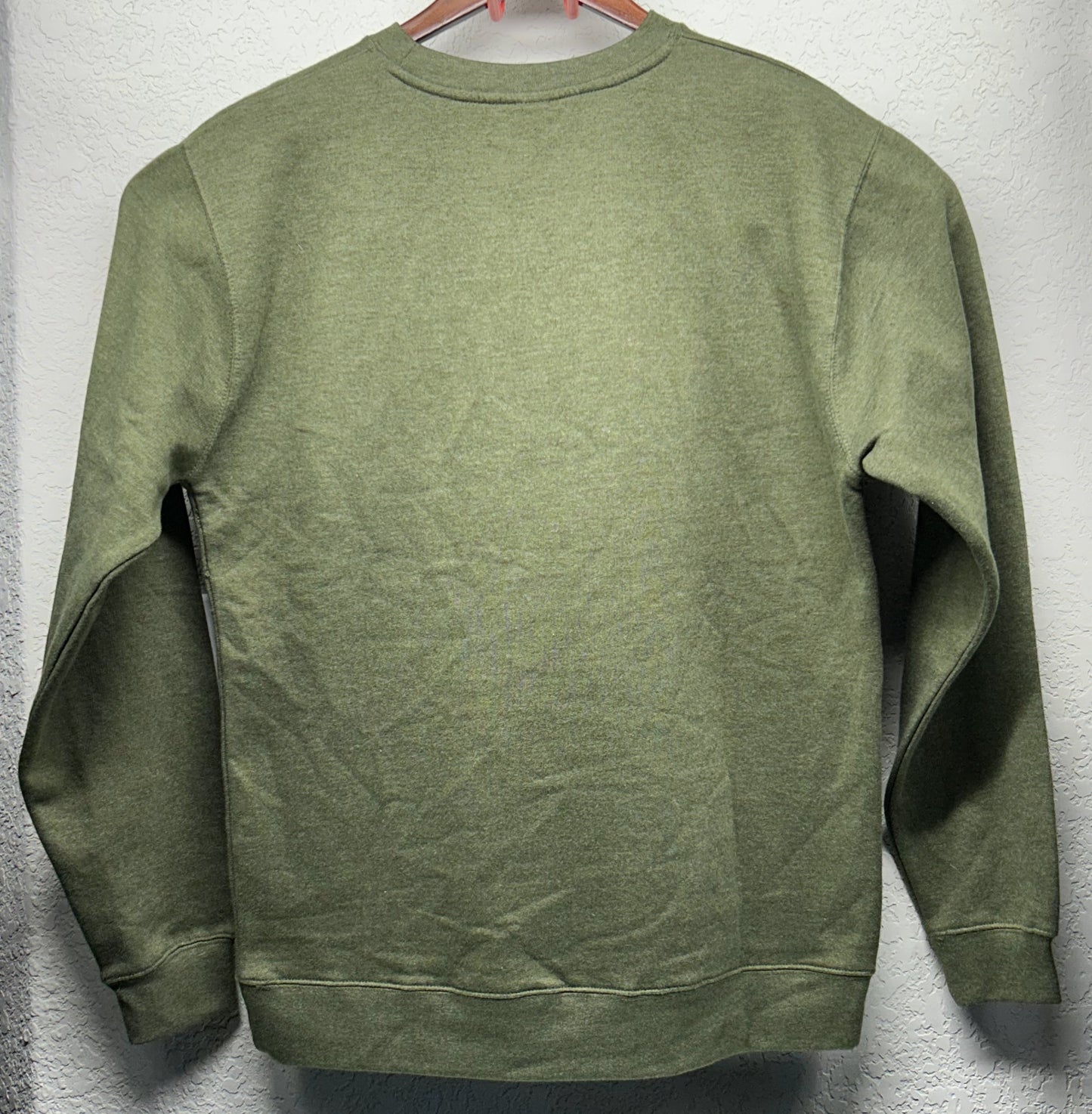 Upcycled/Reworked Dark Green Sweatshirt with Handmade Jeep Grille Patch – Mens Large