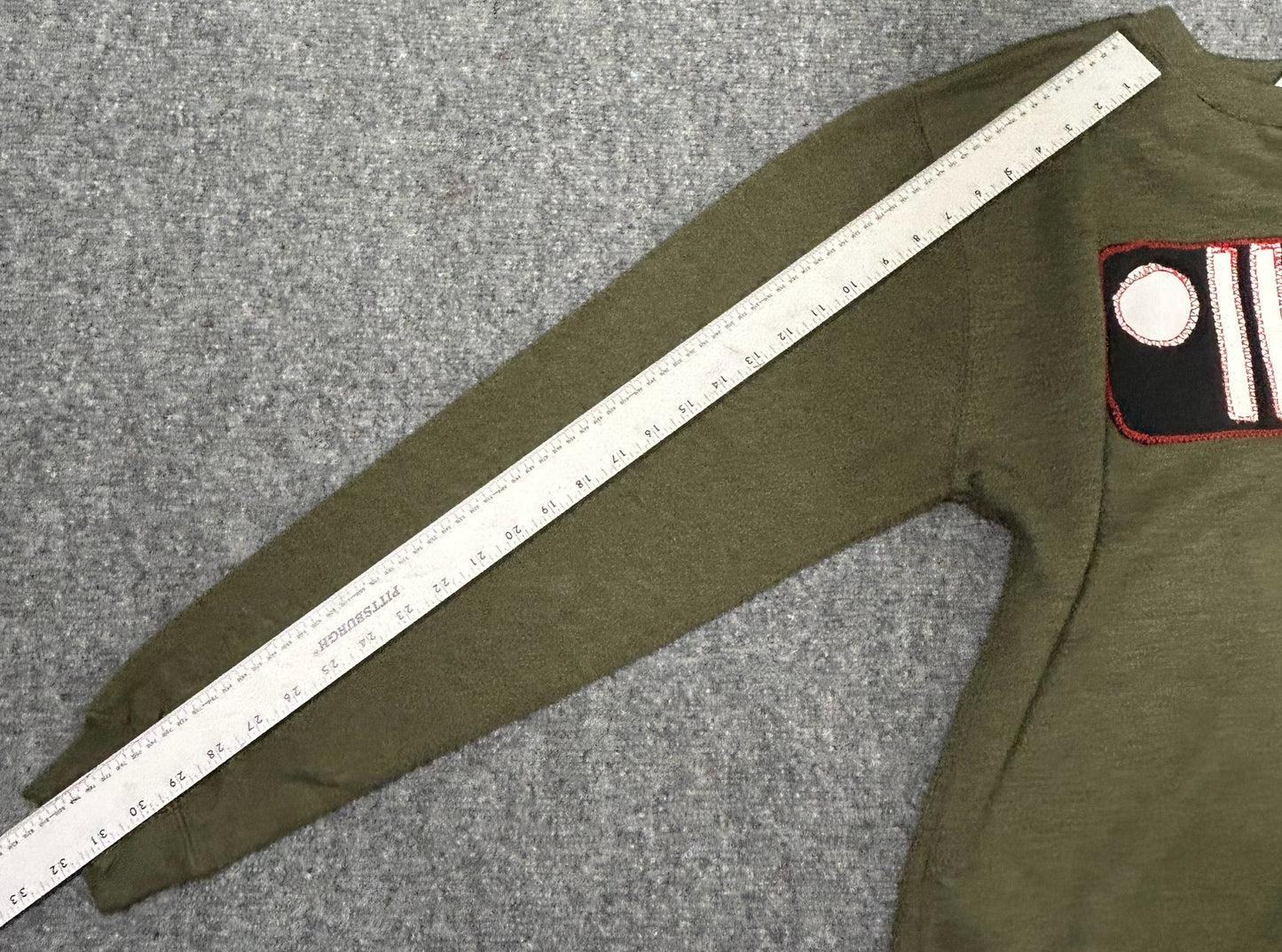 Upcycled/Reworked Dark Green Sweatshirt with Handmade Jeep Grille Patch – Mens Large
