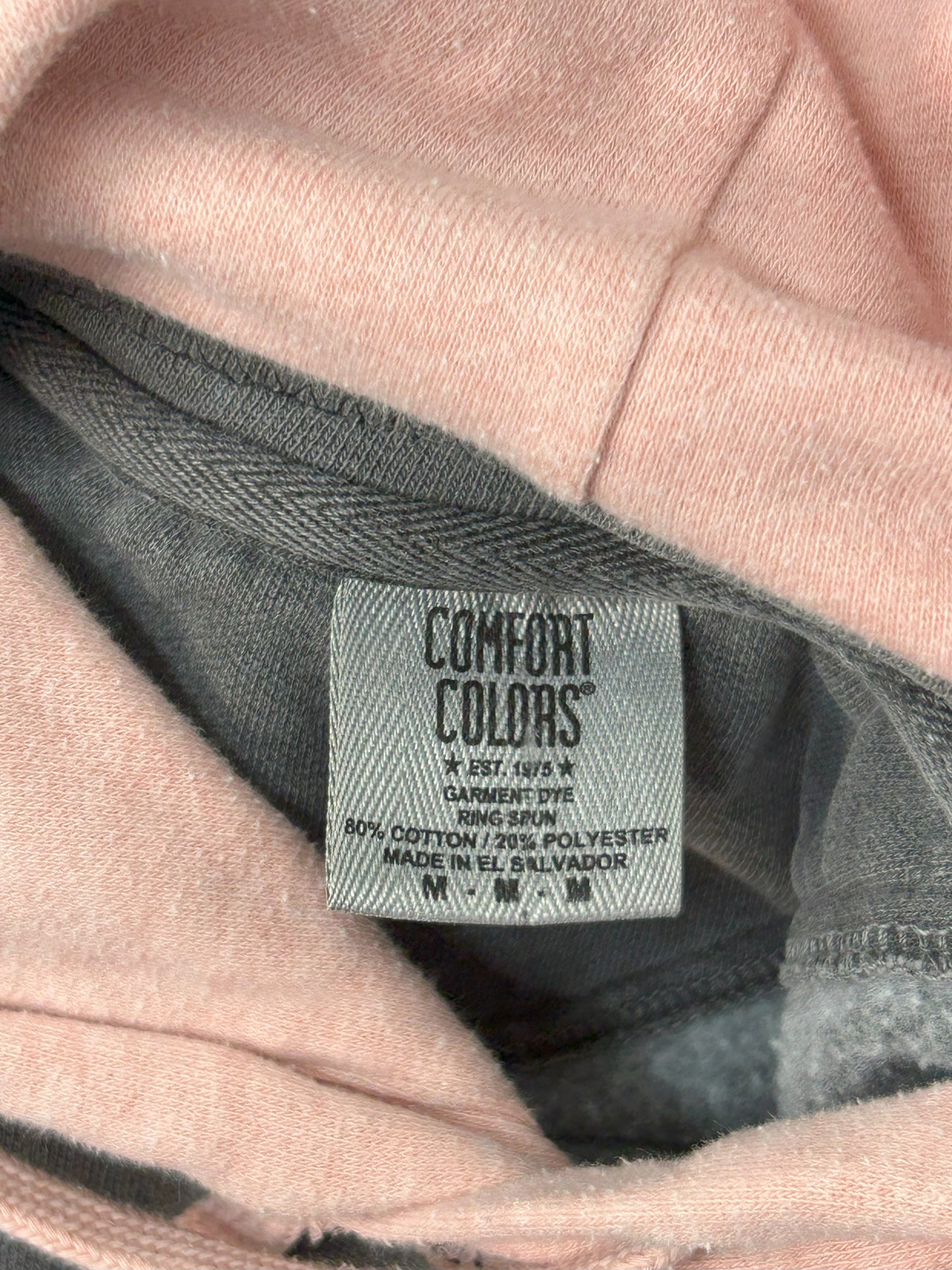 Upcycled/Reworked gray sweatshirt, combining soft pink and gray flannel & hood M-LG
