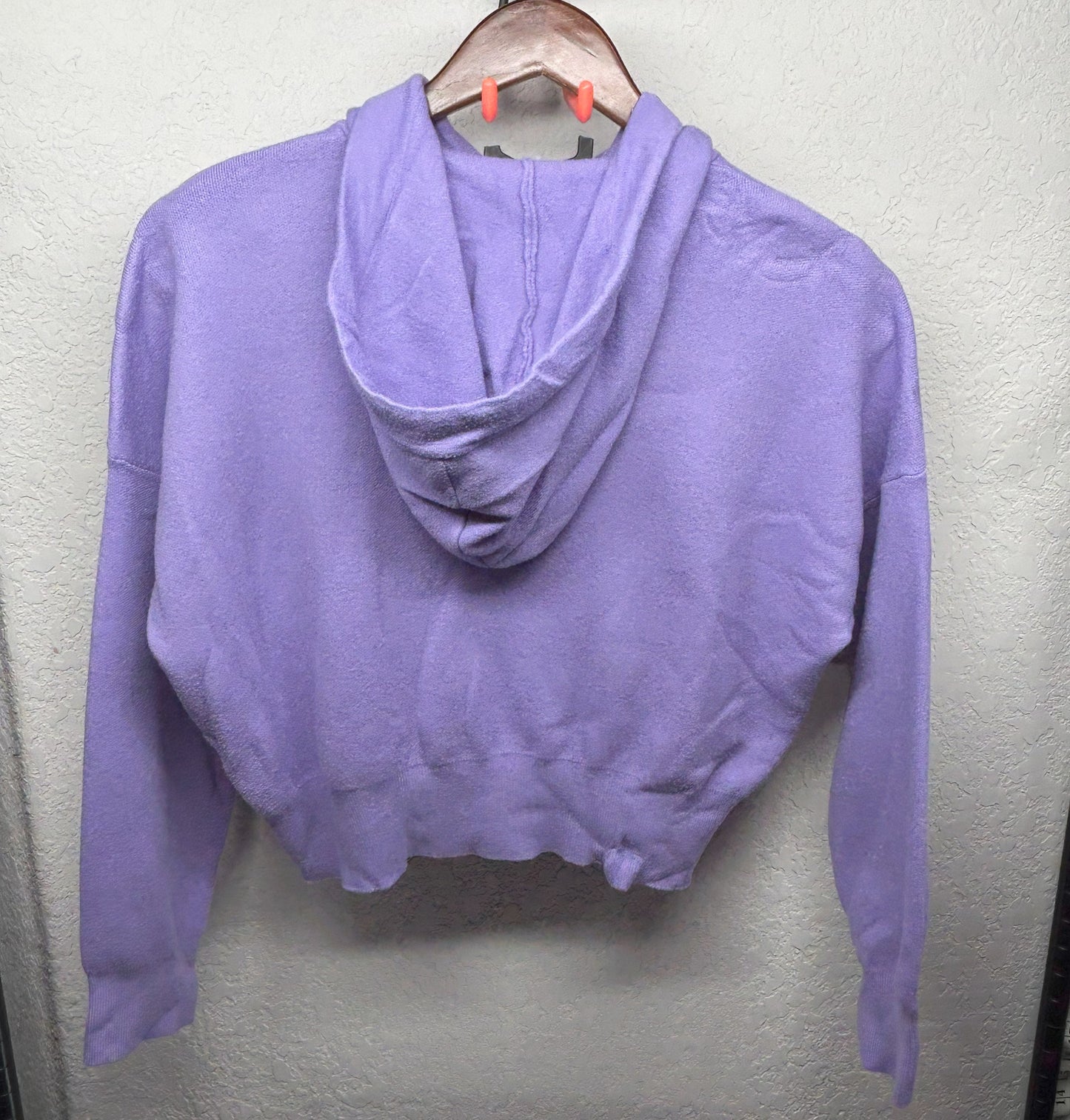 Upcycled/Reworked Crop Top Sweatshirt with Handmade Harley Patch on Lavender Hoodie