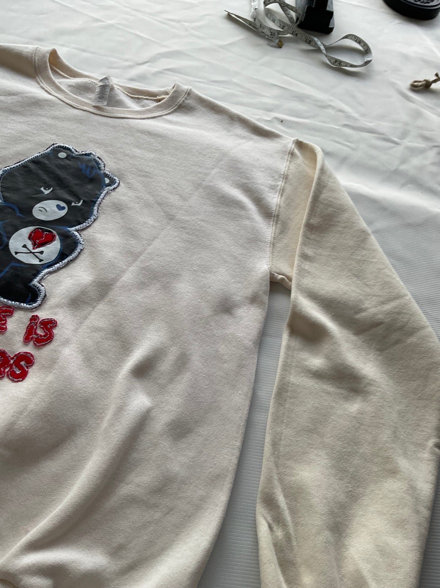 Upcycled/Recycled Love is tears Sweater- S