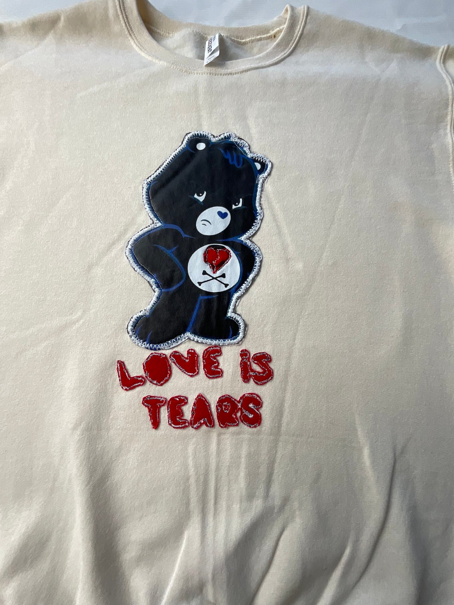 Upcycled/Recycled Love is tears Sweater- S