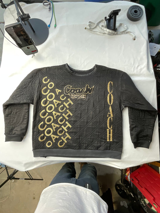 Upcycled/Reworked Coach Quilted Crewneck