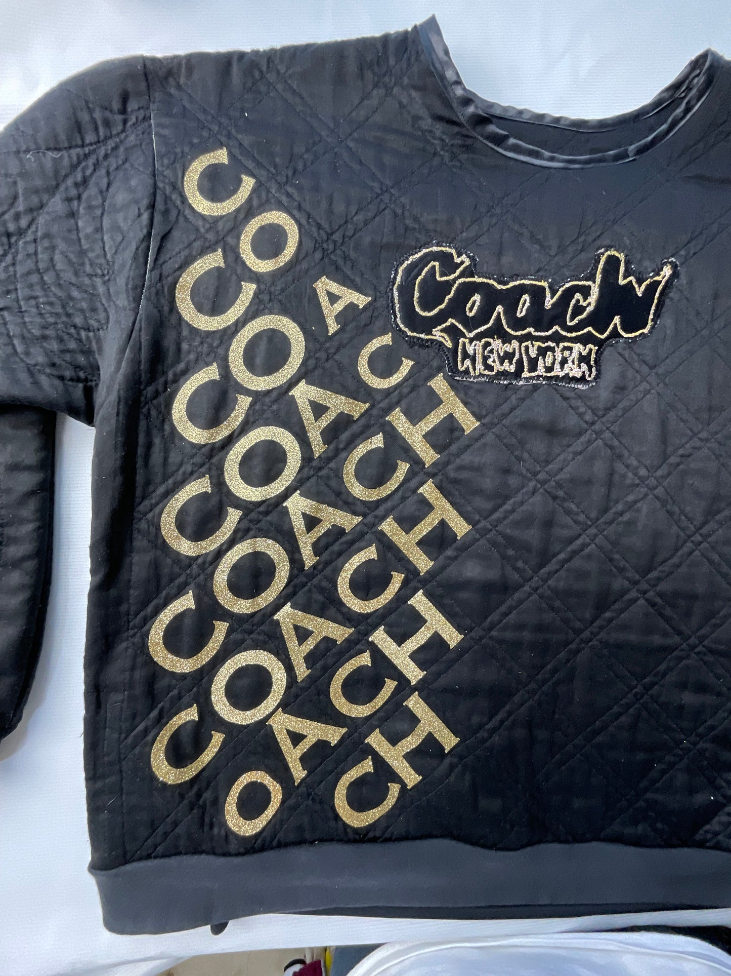 Upcycled/Reworked Coach Quilted Crewneck