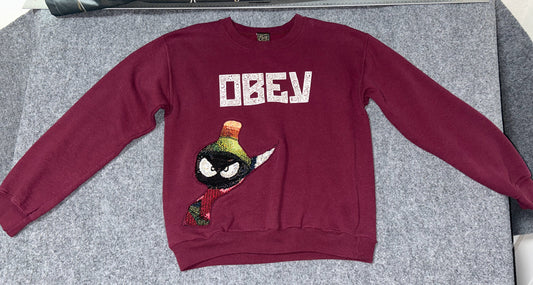 OBEY / Marvin the Martian Sweatshirt, 1 of a kind, Maroon, Women's Small