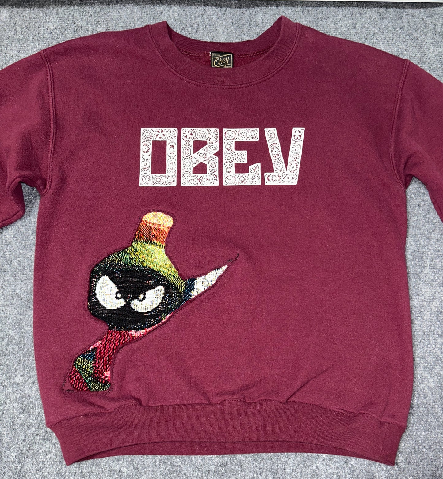 OBEY / Marvin the Martian Sweatshirt, 1 of a kind, Maroon, Women's Small