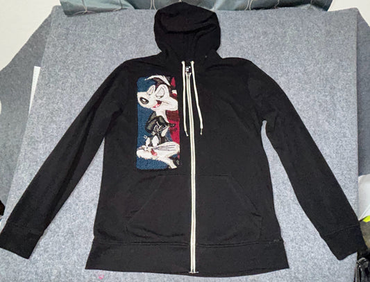 Pepe Le Pew & Penelope from a Vintage Woven Tapestry Upcycled on a XL Jacket