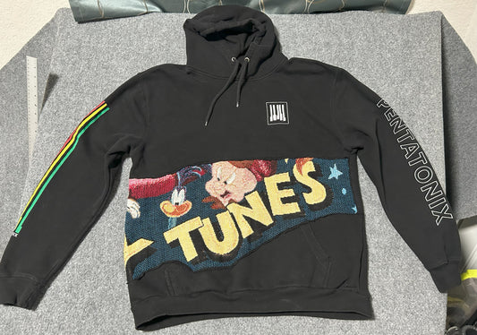 Looney Tunes from a Vintage Woven Tapestry Upcycled on a XL Hoodie