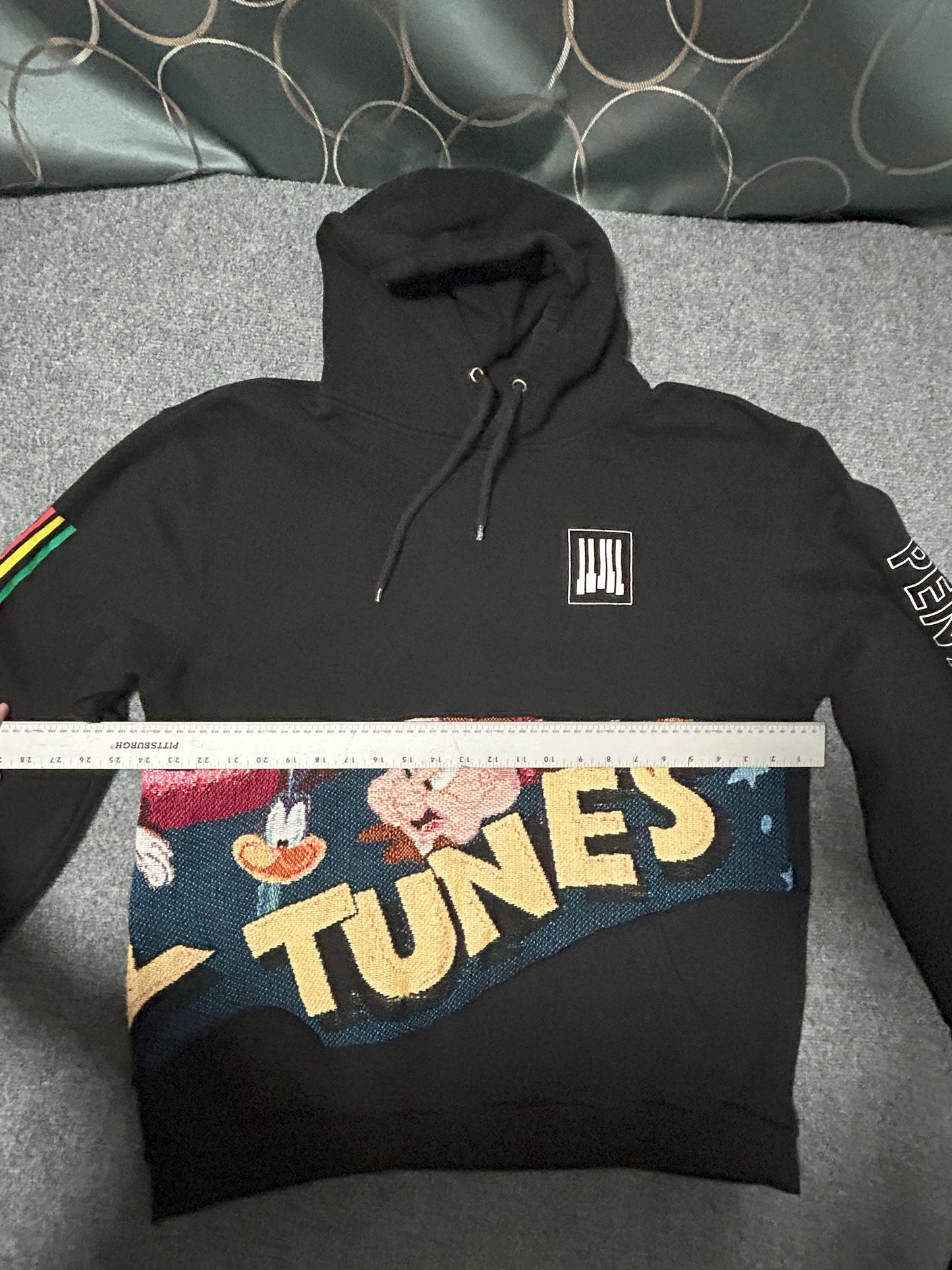 Looney Tunes from a Vintage Woven Tapestry Upcycled on a XL Hoodie