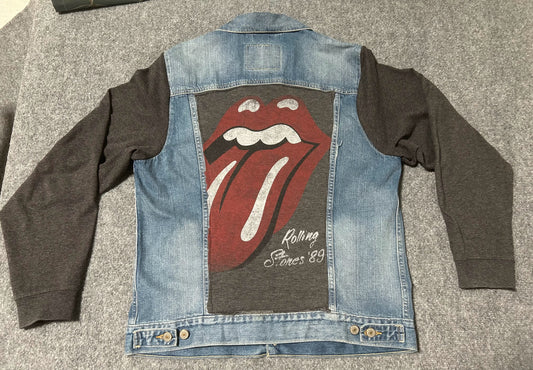 Upcycled/Reworked Levi Strauss & Co. Jean Vest with The Rolling Stones Band T-Shirt – One of a Kind