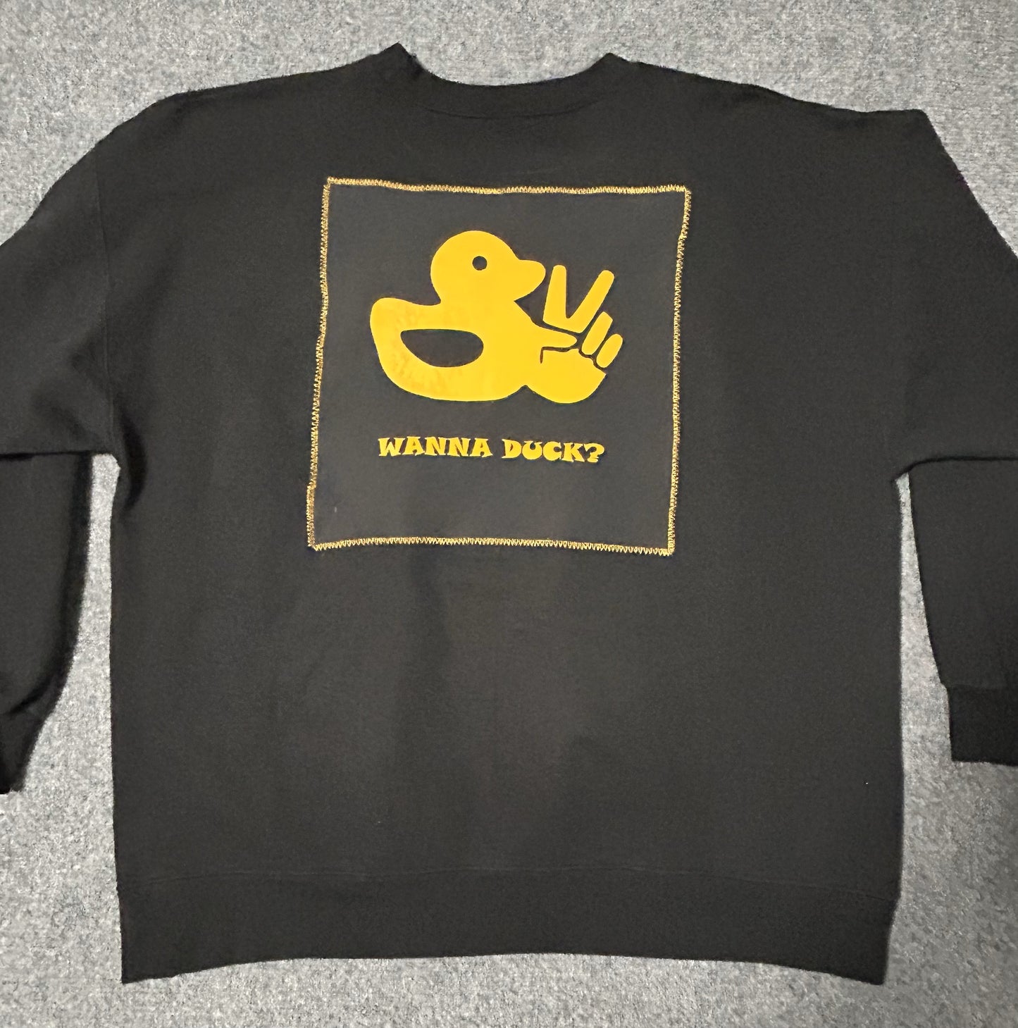 Upcycle/Reworked Handmade Jeep Patch Added to Black Sweatshirt Men Size XL