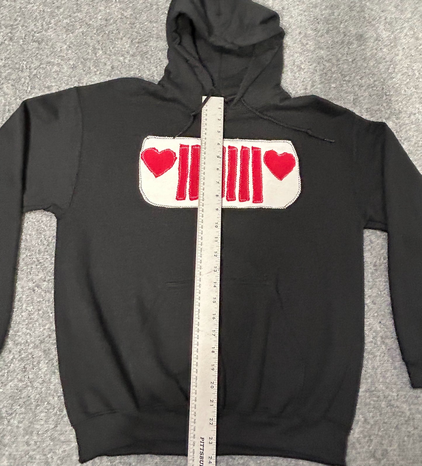 Upcycle/Reworked Handmade Jeep Patch Added to Black Hoodie Woman's Size M