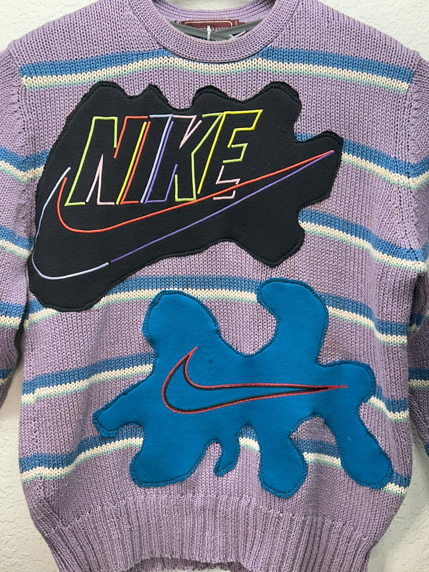 Upcycled / Reworked Jeffrey Banks 100% Egyptian Cotton Sweater with Patches