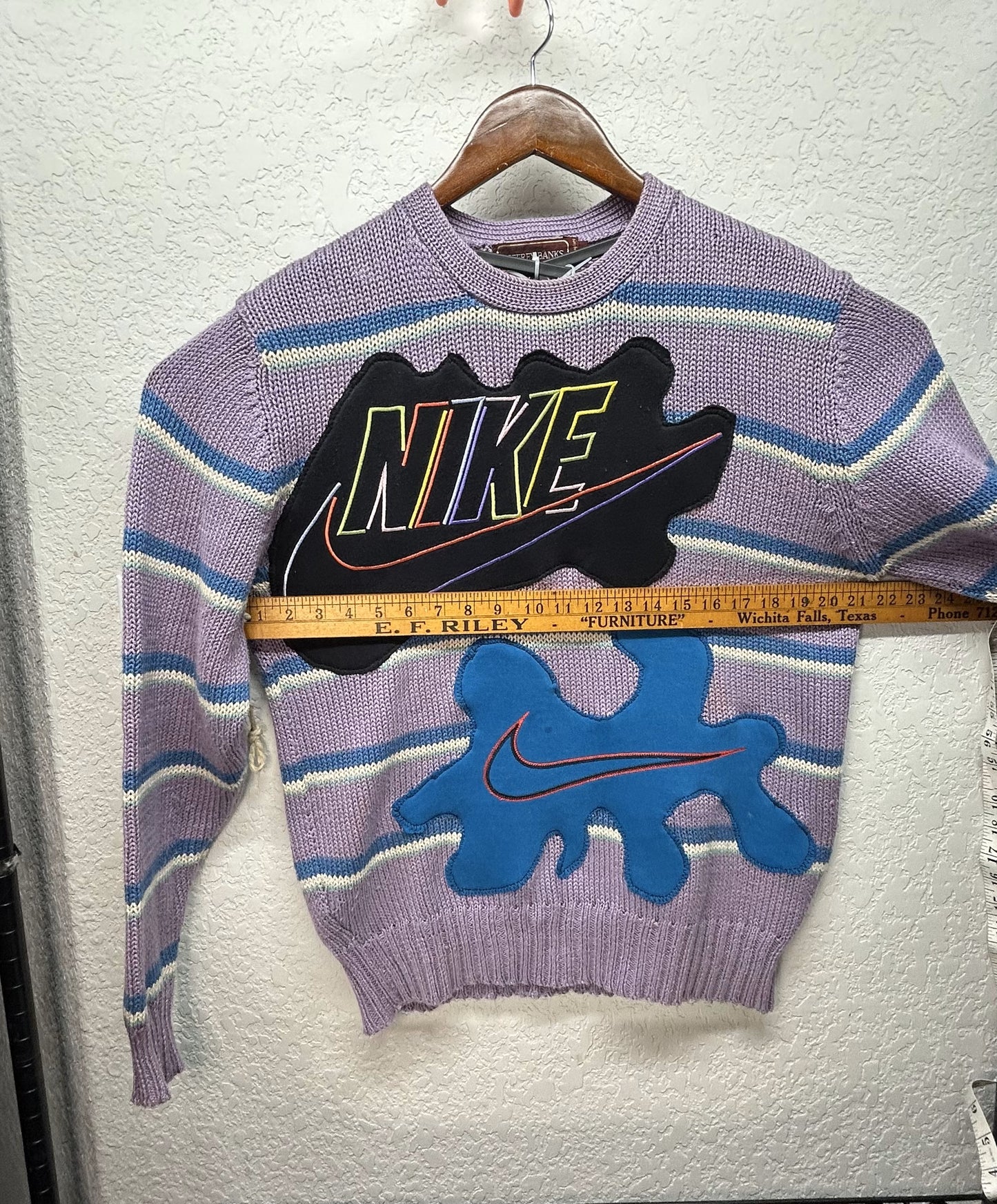Upcycled / Reworked Jeffrey Banks 100% Egyptian Cotton Sweater with Patches
