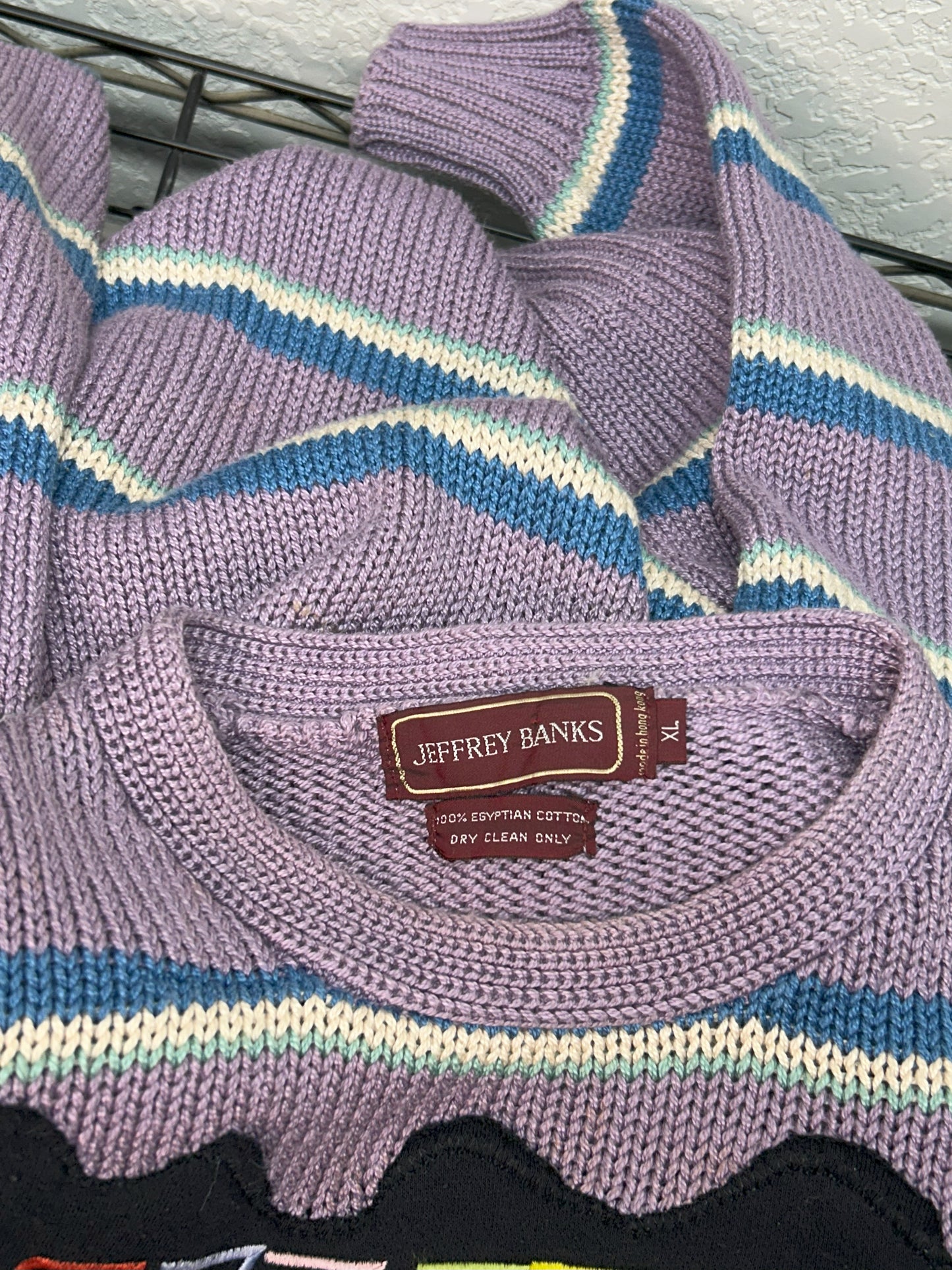 Upcycled / Reworked Jeffrey Banks 100% Egyptian Cotton Sweater with Patches