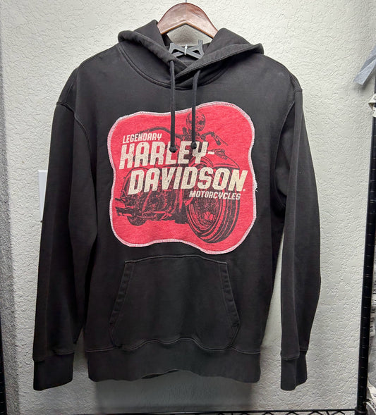 Upcycled / Reworked Black Hoodie with a Homemade patch - Unisex